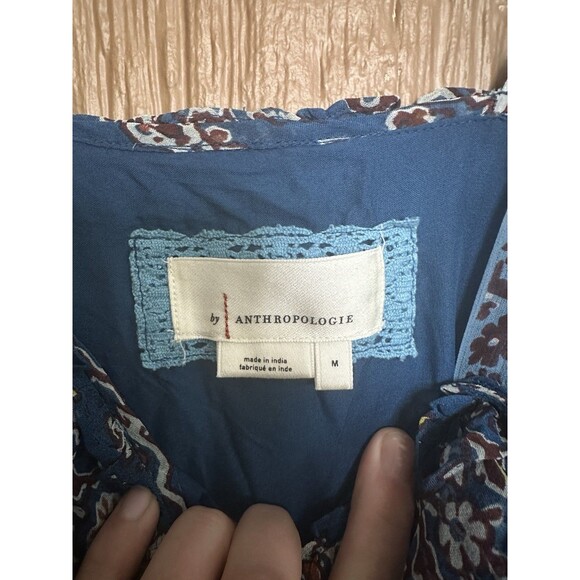 Anthropologie Sasha Ruffled Maxi Dress Size M Blue Paisley Print Halter Neck‎ - Picture 5 of 8